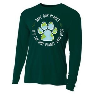 Save Our Planet It's The Only Planet With Dogs Earth Day Cooling Performance Long Sleeve Crew