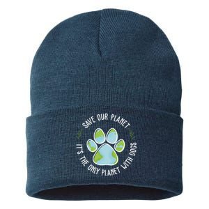 Save Our Planet It's The Only Planet With Dogs Earth Day Sustainable Knit Beanie