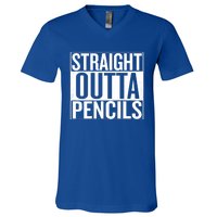 Straight Outta Pencils Gift V-Neck T-Shirt