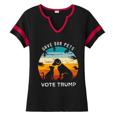 Save Our Pet Vote Trump 2024 Ladies Halftime Notch Neck Tee