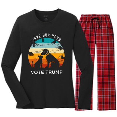 Save Our Pet Vote Trump 2024 Women's Long Sleeve Flannel Pajama Set 