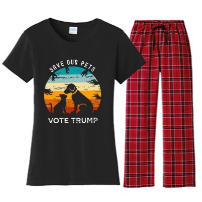 Save Our Pet Vote Trump 2024 Women's Flannel Pajama Set