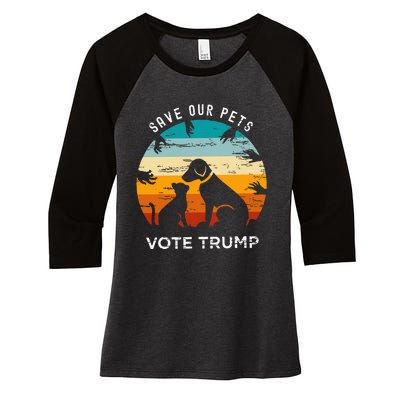 Save Our Pet Vote Trump 2024 Women's Tri-Blend 3/4-Sleeve Raglan Shirt