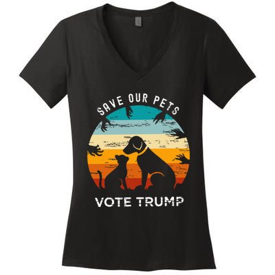 Save Our Pet Vote Trump 2024 Women's V-Neck T-Shirt