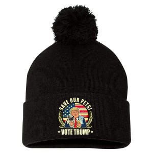 Save Our Pets Vote For Trump 2024 Trump Vance 2024 Election Pom Pom 12in Knit Beanie