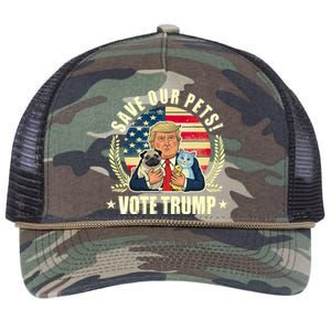 Save Our Pets Vote For Trump 2024 Trump Vance 2024 Election Retro Rope Trucker Hat Cap