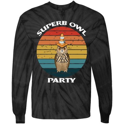 Superb Owl Party Retro Vintage Owl Lover Tie-Dye Long Sleeve Shirt