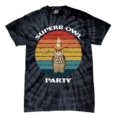 Superb Owl Party Retro Vintage Owl Lover Tie-Dye T-Shirt