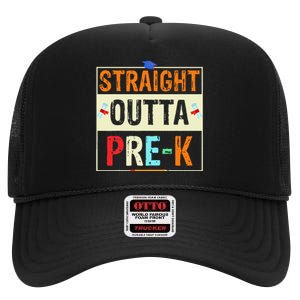 Straight Outta Pre K Preschool Graduation Gifts High Crown Mesh Back Trucker Hat