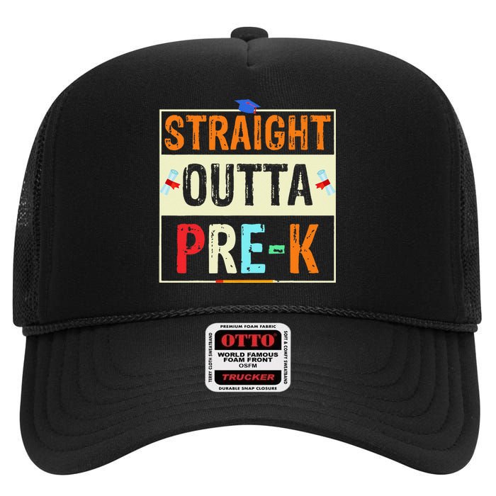 Straight Outta Pre K Preschool Graduation Gifts High Crown Mesh Back Trucker Hat