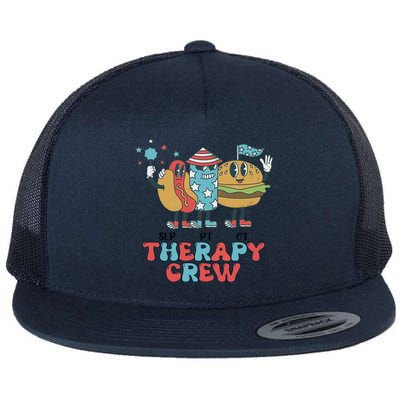 Slp Ot Pt Therapy Crew 4th Of July Patriotic America Vibes Gift Flat Bill Trucker Hat