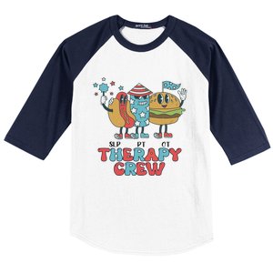 Slp Ot Pt Therapy Crew 4th Of July Patriotic America Vibes Gift Baseball Sleeve Shirt