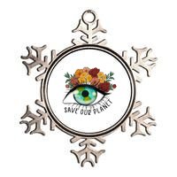 Save Our Planet Floral Eyes Art Earth Day Metallic Star Ornament