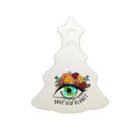 Save Our Planet Floral Eyes Art Earth Day Ceramic Tree Ornament