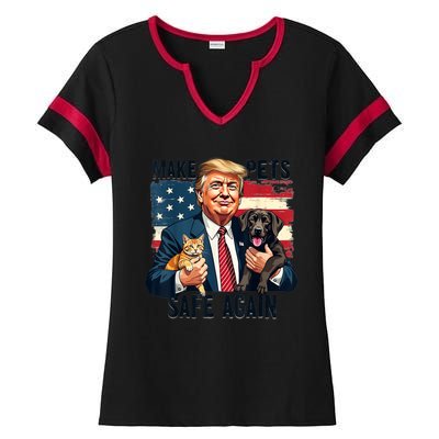 Save Our Pets Vote Trump Funny Trump Make Pets Safe Again Gift Ladies Halftime Notch Neck Tee