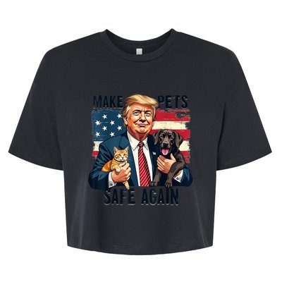 Save Our Pets Vote Trump Funny Trump Make Pets Safe Again Gift Bella+Canvas Jersey Crop Tee