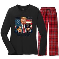 Save Our Pets Vote Trump Funny Trump Make Pets Safe Again Gift Women's Long Sleeve Flannel Pajama Set 