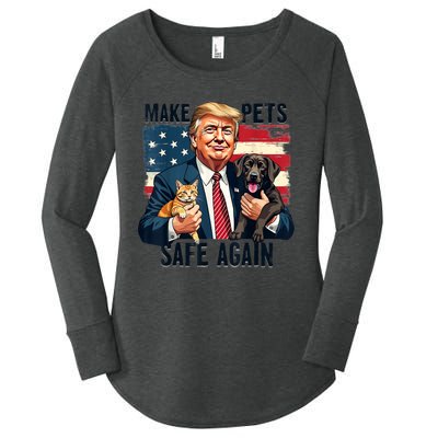 Save Our Pets Vote Trump Funny Trump Make Pets Safe Again Gift Women's Perfect Tri Tunic Long Sleeve Shirt