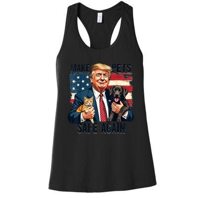 Save Our Pets Vote Trump Funny Trump Make Pets Safe Again Gift Women's Racerback Tank