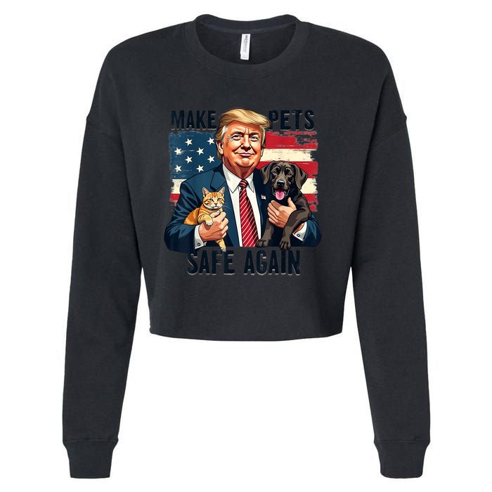 Save Our Pets Vote Trump Funny Trump Make Pets Safe Again Gift Cropped Pullover Crew