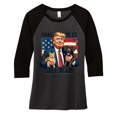 Save Our Pets Vote Trump Funny Trump Make Pets Safe Again Gift Women's Tri-Blend 3/4-Sleeve Raglan Shirt