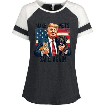 Save Our Pets Vote Trump Funny Trump Make Pets Safe Again Gift Enza Ladies Jersey Colorblock Tee