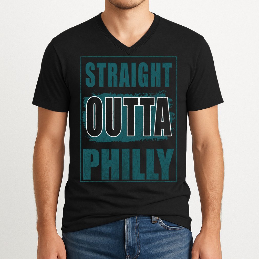 Straight Outta Philly Philadelphia Football Fans V-Neck T-Shirt