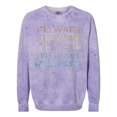 Stillwater Oklahoma Pride Vintage State Ok Retro 70s Colorblast Crewneck Sweatshirt