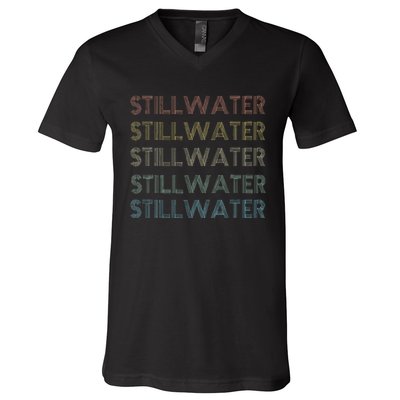 Stillwater Oklahoma Pride Vintage State Ok Retro 70s V-Neck T-Shirt