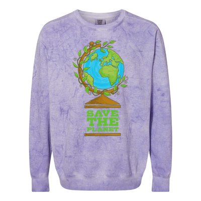 Save Our Planet World Globe Global Climate Change Cool Gift Colorblast Crewneck Sweatshirt