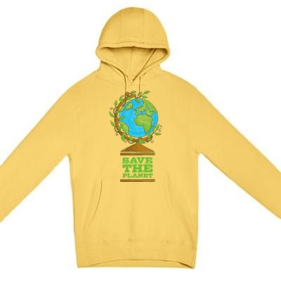 Save Our Planet World Globe Global Climate Change Cool Gift Premium Pullover Hoodie