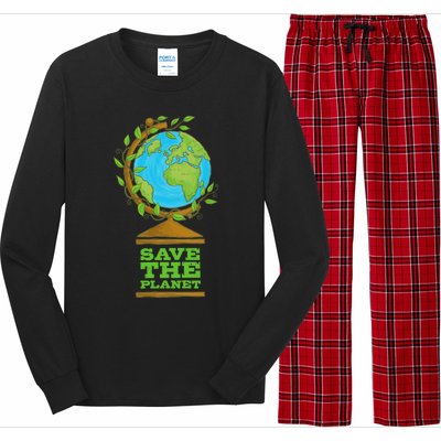 Save Our Planet World Globe Global Climate Change Cool Gift Long Sleeve Pajama Set