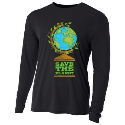 Save Our Planet World Globe Global Climate Change Cool Gift Cooling Performance Long Sleeve Crew