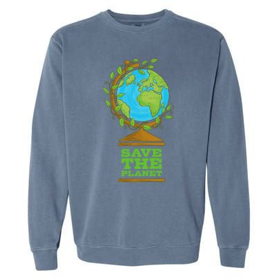 Save Our Planet World Globe Global Climate Change Cool Gift Garment-Dyed Sweatshirt