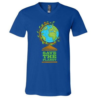 Save Our Planet World Globe Global Climate Change Cool Gift V-Neck T-Shirt