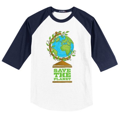 Save Our Planet World Globe Global Climate Change Cool Gift Baseball Sleeve Shirt