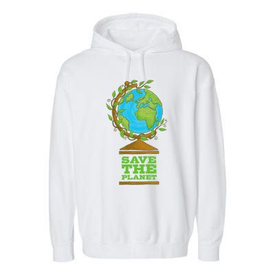 Save Our Planet World Globe Global Climate Change Cool Gift Garment-Dyed Fleece Hoodie