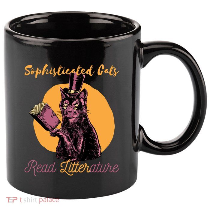 Sophisticated Cats Read Litterature 11oz C Handle Ceramic Mug