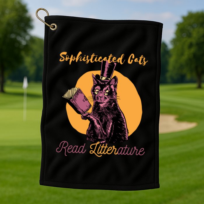 Sophisticated Cats Read Litterature Golf Towel
