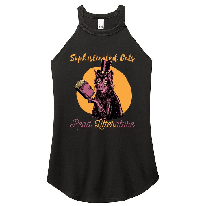 Sophisticated Cats Read Litterature Women's Perfect Tri Rocker Tank