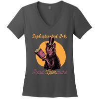 Sophisticated Cats Read Litterature Women's V-Neck T-Shirt