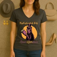 Sophisticated Cats Read Litterature Women's V-Neck T-Shirt