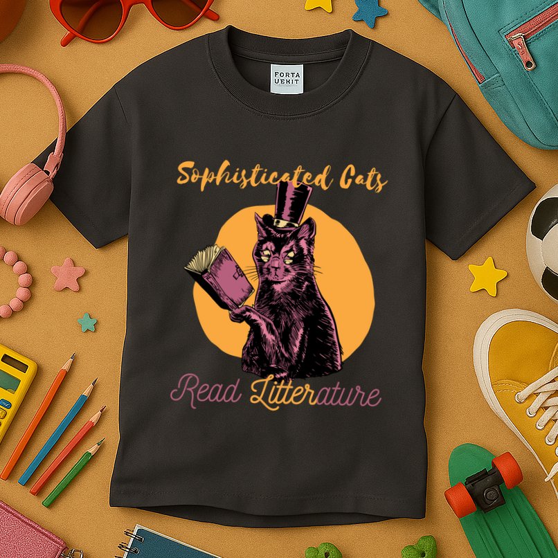 Sophisticated Cats Read Litterature Kids T-Shirt