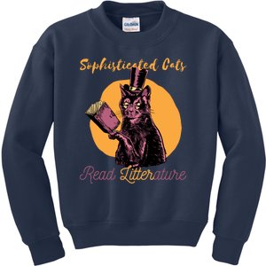 Sophisticated Cats Read Litterature Kids Sweatshirt