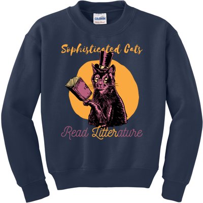 Sophisticated Cats Read Litterature Kids Sweatshirt