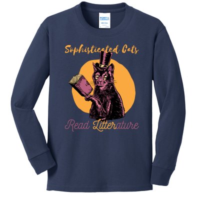 Sophisticated Cats Read Litterature Kids Long Sleeve Shirt