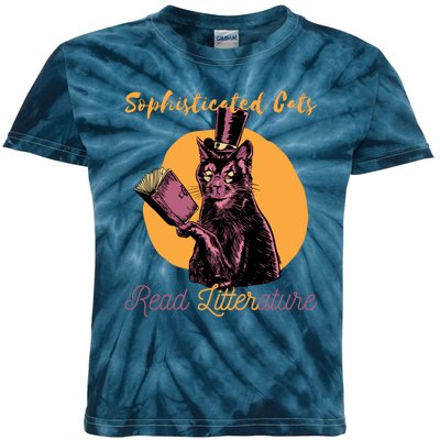 Sophisticated Cats Read Litterature Kids Tie-Dye T-Shirt