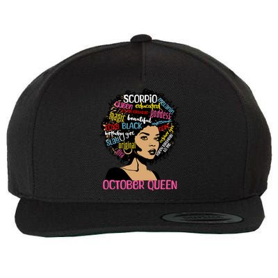 Scorpio October Queen Melanin Afro Black Birthday Great Gift Wool Snapback Cap