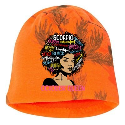 Scorpio October Queen Melanin Afro Black Birthday Great Gift Kati - Camo Knit Beanie