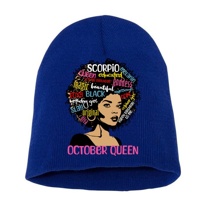 Scorpio October Queen Melanin Afro Black Birthday Great Gift Short Acrylic Beanie